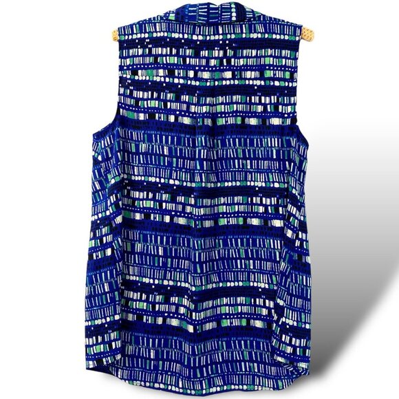 Apt. 9 Blouse Women's Sz 0X Blue Abstract Print Sleeveless Button-Up Top NEW - Picture 4 of 8